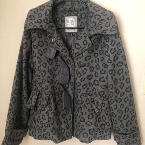 Dollhouse Gray Leopard Print Peacoat